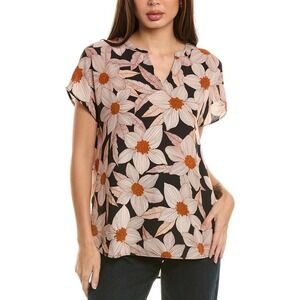 Cabi‎ Womens Blouse Small Meadow Top #4540 Black Ivory Floral Spring Retails $89